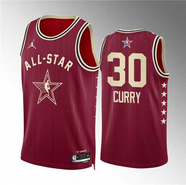 Men%27s 2024 All-Star #30 Stephen Curry Crimson Stitched Basketball Jersey->2024 all star->NBA Jersey